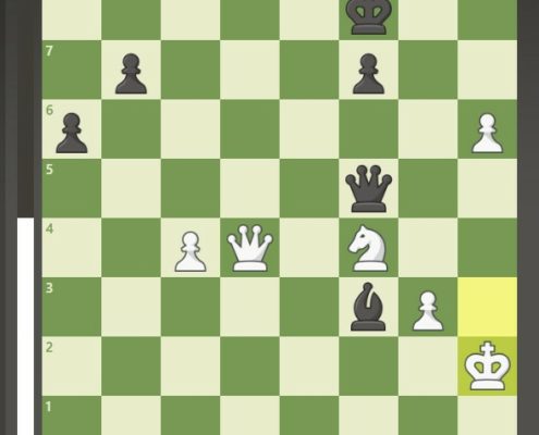 Eindstand van de partij tussen Leandro Slagboom (Christelijk Gymnasium Beyers Naudé) en David Zhu (Atheneum College Hageveld) op chess.com