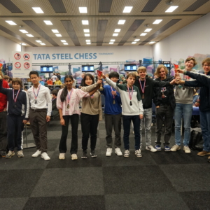 School Chess 4All finale, top 3 van categorie 1 (foto KNSB)