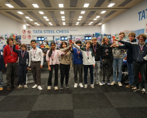 School Chess 4All finale, top 3 van categorie 1 (foto KNSB)