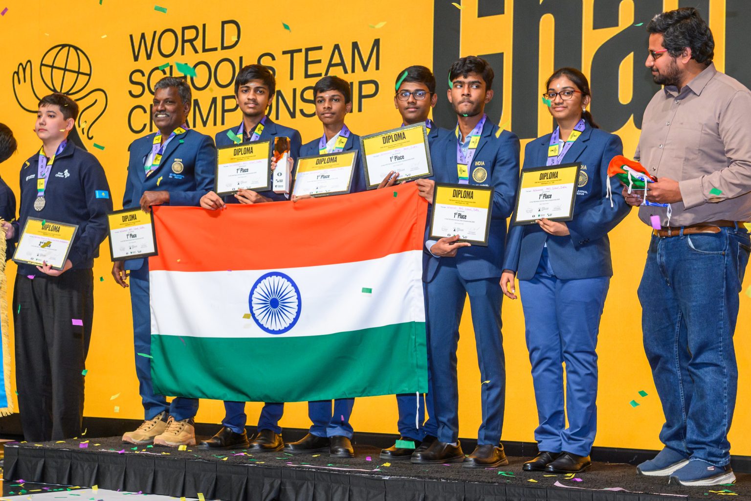 Het winnende team van de Velammal MHS School uit India (foto org)