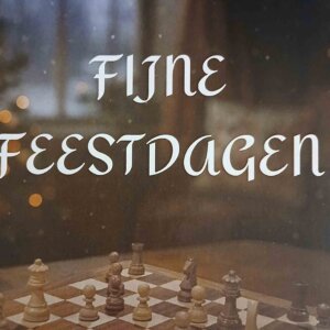 Kerstkaart met De Parel op het bord