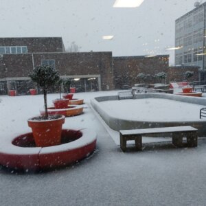 Een besneeuwde locatie in Gouda (foto org)