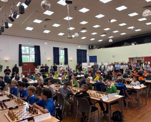 de speelzaal in Kruiningen bij de halve finales van het NK BO Algemeen (foto Manuel Colsen)
