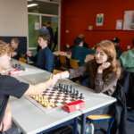 Eline Roebers bij het Nk Snelschaak jeugd (foto Harry Gielen)